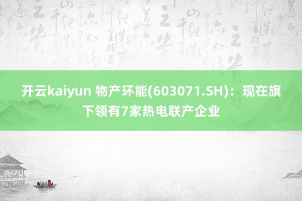 开云kaiyun 物产环能(603071.SH)：现在旗下领有7家热电联产企业