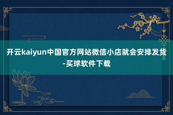 开云kaiyun中国官方网站微信小店就会安排发货-买球软件下载