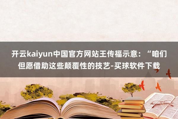 开云kaiyun中国官方网站王传福示意：“咱们但愿借助这些颠覆性的技艺-买球软件下载